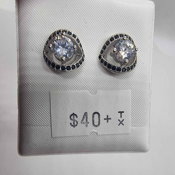 NEW Sterling Silver 925 Elegant Earrings With CZ Stones - Picture 1 of 5